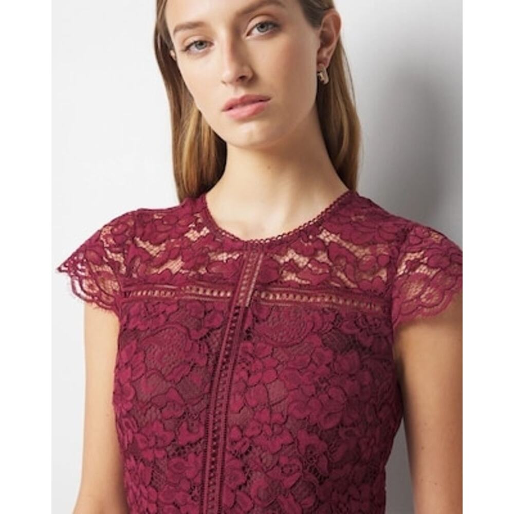White House Black Market Lace Fit & Flare Dress In Windsor Wine Size 6 NWT - Picture 3 of 12